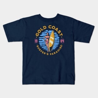 Vintage Gold Coast, Australia Surfer's Paradise // Retro Surfing 1980s Badge Kids T-Shirt
